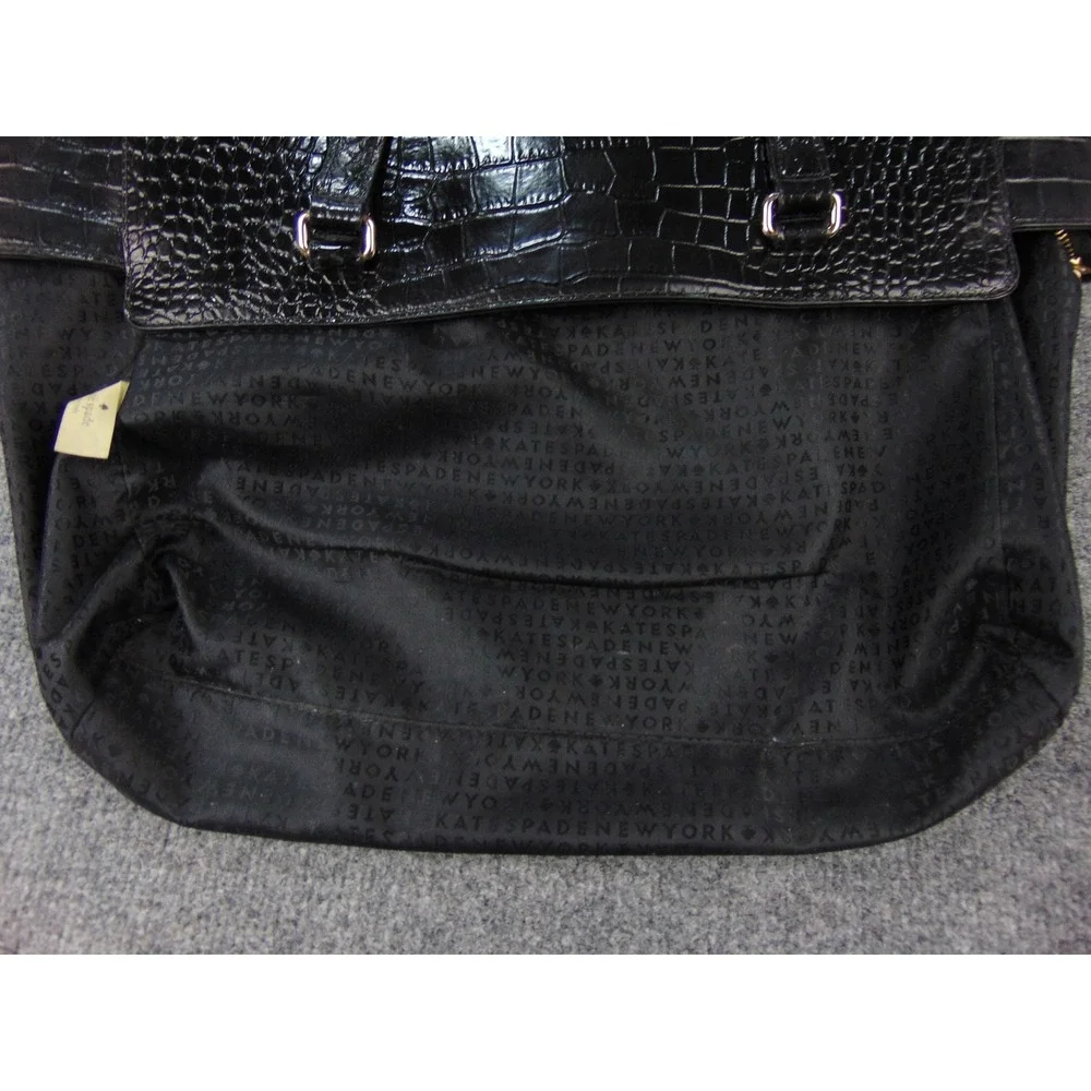 Kate Spade Bag Black Croc Embossed Patent Leather Tote Large Work Satchel Purse